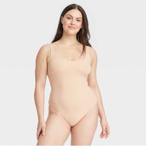 NWT Auden Women's 4- Way Stretch Tank Bodysuit- Beige L